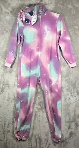 CAT & JACK SZ L 10-12Hooded Unicorn One Piece Fleece Sleeper Girls Tie Dye Stars - Picture 1 of 8