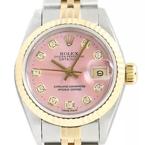 Rolex Damen Datejust 18K Gelbgold & Edelstahl Rosa Diamant Uhr 69173 - Bild 1 von 9