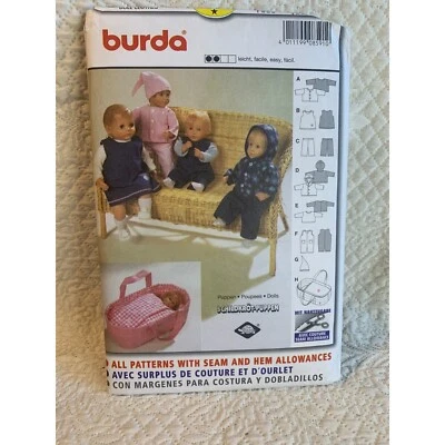 Burda Doll Clothes Sewing Pattern Size Doll 16 to 22 inch 8591 - uncut - Image 1 of 4