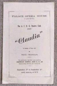 AFHQ MTOUSA Caserta Italy September 1944  Theatre Club programme  "Claudia" - Picture 1 of 3
