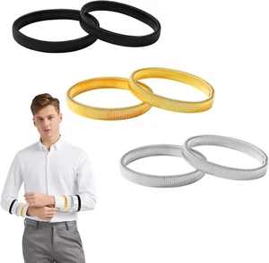 6Pcs Sleeve Garters, Anti-Slip Shirt Sleeve Holder Stretchy Metal Arm Band Unise - Picture 1 of 12