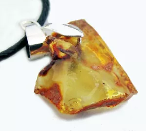 Ciondolo in ambra grezza e argento sterling - Foto 1 di 12
