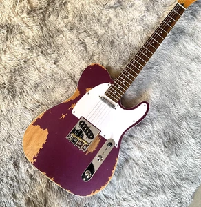 Nueva Guitarra Eléctrica TL Púrpura Vieja Blanca Pastilla Negro Palisandro Diapasón - Imagen 1 de 7