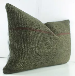 Decorative Turkish Kilim Lumbar Pillow Cover 16x23 Brown Red Kilim Sofa Cushion - Picture 1 of 9