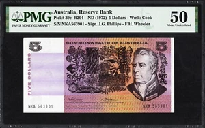 Australia 5 Dollars P39c R204 1972 Phillips Wheeler PMG50 aUNC Banknote Currency - Picture 1 of 2