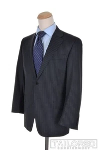 HICKEY FREEMAN Beacon Gray Striped 100% Wool Jacket Pants SUIT Mens - 42 R - Picture 1 of 10
