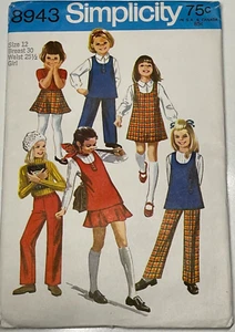 Simplicity 8943 Sewing Pattern Girls Jumper or Tunic Skirt & Pants Size 10 - Picture 1 of 5