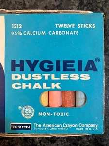 Hygieia Dustless chalk VTG box 1212 Dixon Calcium Carbonate colors white [D] - Picture 1 of 5