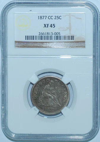 1877 CC NGC XF45 Carson City Seated Liberty Quarter Cover