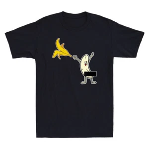 Banana Censor Funny Banana Striptease Cartoon Meme Gift Novelty Men's T-Shirt - Picture 1 of 8