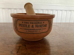 Vintage Pestle & Mortar by Henry Watson's Potteries Terracotta c 1970 - Picture 1 of 3