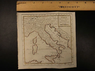 Mapa a color de ITALIA 1784 Cerdeña Córcega Sicilia Roma Nápoles Venecia Vaugondy Foto 1 de 4