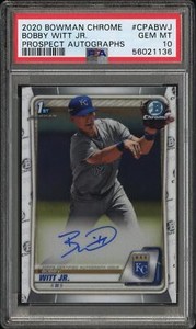 2020 BOWMAN CHROME  AUTOGRAPHS BOBBY WITT JR. #CPABWJ PROSPECT AUTOGRAPHS PSA 10