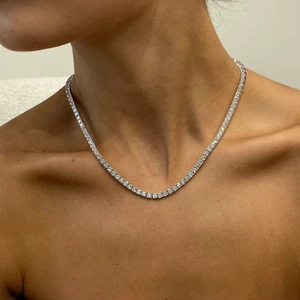 Collana 16'' 7Ct Tonda Creata in Laboratorio Diamante Tennis Placcato Oro Bianco 14K Donna - Foto 1 di 10