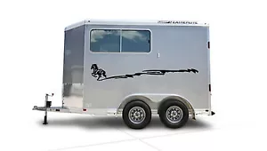 Pferd läuft Grenze Pferdeanhänger Wohnmobil Aufkleber Sticker 10x70 2er Set Sticker - Bild 1 von 1