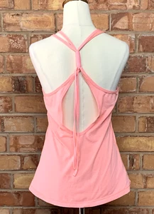 Lorna Jane Women's (Size S) Active Tank Top Open Strappy Back Logo, Salmon - Picture 1 of 6