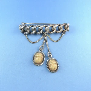 Broche de plata esterlina renacimiento egipcio / prendedor de escarabajo antiguo - Imagen 1 de 8