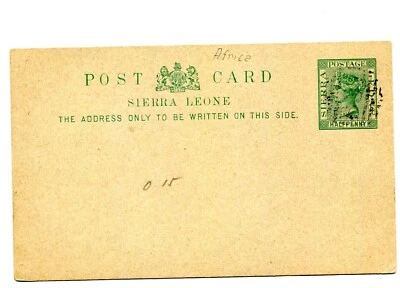 SIERRA LEONE  (S209) 1881  postal stationery 1/2 p  not travelled - Image 1 of 2