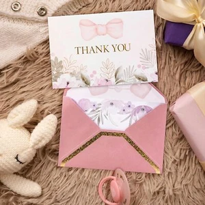 50 Pack Baby Shower Thank You Cards with Envelopes 4x6 Blank Cards for Baby Girl - Picture 1 of 7