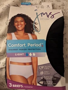 Just My Size Womens Period Brief Leak Protection Underwear Panties 3 Pack Sz 14 - Picture 1 of 3