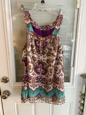 Nicole Nicole Miller Top Tank Sleeveless Purple Paisley Boho Flowy Sz 14 - Image 1 of 4
