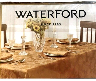 Waterford Linens Luxury Pumpkin Tablecloth 70x84 Thanksgiving Autumn Fall Orange - Image 1 of 4