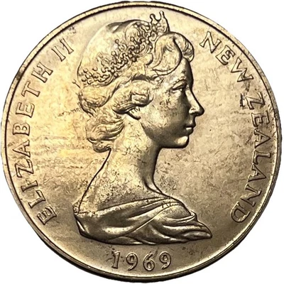 1969 New Zealand 1 Dollar - Copper-Nickel - Elizabeth II (Cook’s Chart) -Lot C58 - Image 1 of 3