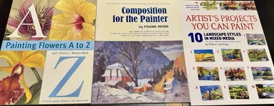 Lot of 3 Art Instruction Books Painting Flowers A-Z, Composition, Projects Guide - Image 1 of 4
