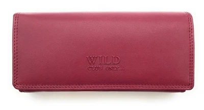 LEMASI Große Damen Geldbörse Echtleder RFID Schutz 18 Kartenfächer Langformat berry