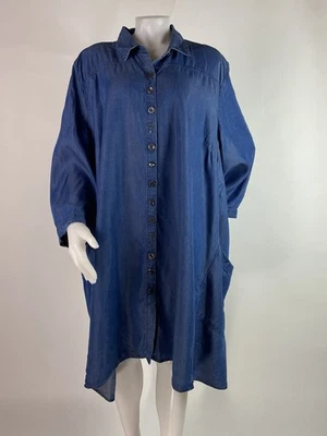Coldwater Creek Size 3X Blue Denim Button Front Dress Pockets Different Buttons - Image 1 of 4