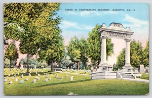 Postal de colección cementerio confederado de Georgia, Marietta GA lino sin publicar - Imagen 1 de 2