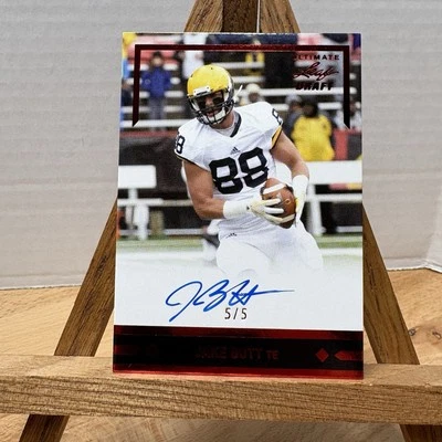 Jake Butt 2016 Gold Leaf Rookies Ultimate Draft Auto #’d /5 Michigan On Card Red - Image 1 of 4