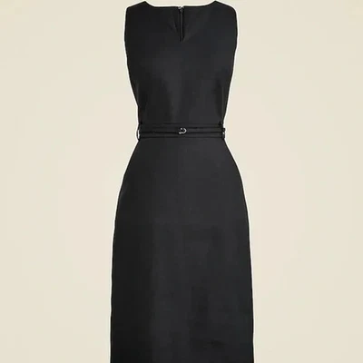 Nuevo con etiquetas Vestido Ejecutivo J.Crew en Mezcla de Lino Elástico, Negro, Talla 0, Totalmente Nuevo Foto 1 de 4