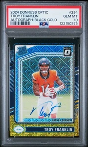 2024 Donruss Optic Troy Franklin RC Rating Rookie Black Gold Auto /60 PSA 10 - Bild 1 von 2