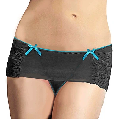 Tanga en capas talla grande con falda para mujer negro panty ropa interior 1X 2X Foto 1 de 4