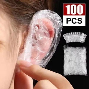 100PCS Plastic Disposable Ear Cover Ear Protector Caps for Shower Salon - Picture 1 of 12