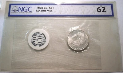 1878 CC $1 NGC GSA MS 62 Morgan Silver Dollar Better Date, Carson City Flatpack - Image 1 of 4