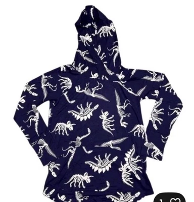 全新 Lularoe 尺寸 2XL 琥珀帽衫 海军蓝 万圣节 恐龙 骨骼 船 😅 — 第 1/2 张图片