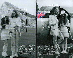 GIBRALTAR 1999 JOHN LENNON x2 S/S MNH MUSIC, CINEMA - Picture 1 of 1