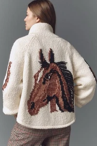 Suéter Cárdigan Anthropologie Pilcro Western Horse Gráfico (Talla L) - Imagen 1 de 8