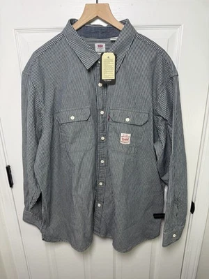 Levi's Classic Worker Shirt Washington Stripe Railroad Blue Men's Size XXL NWT - Image 1 of 4