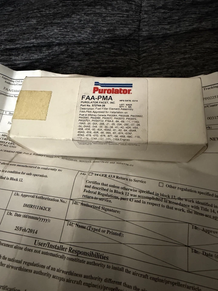 Conjunto de elemento de filtro de combustible Purolator Facet P/N 572744-28 Foto 1 de 2