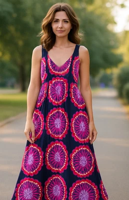 INC Maxi Dress Womens 3x Purple Medallion Embellished Stretch Career Boho - Image 1 of 4