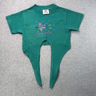 Camiseta vintage 1994 Barney & Baby Bop niños corbata delantera verde hecha en EE. UU. pequeña Foto 1 de 4