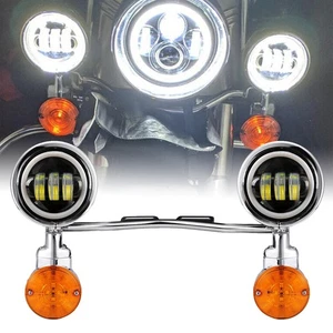 LED Passing Turn Signal Lights Bar Fog Spot For Harley Heritage Softail Classic - Foto 1 di 12