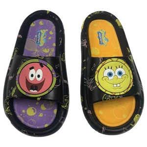 Mens Black Spongebob & Patrick Molded Sandals Slides Shoes - Picture 1 of 3