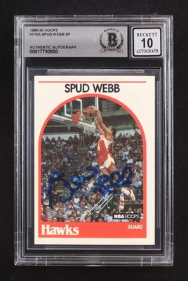 Spud Webb Autographed 1989 Hoops #115A BGS 10 Mint NBA Slam Dunk Champ - Image 1 of 2