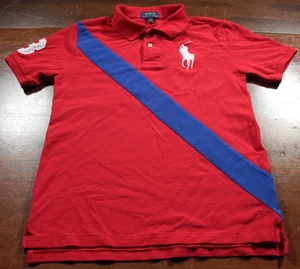 Polo Ralph Lauren Youth L 14 16 Big Pony Shirt Red Blue Kids - Picture 1 of 4