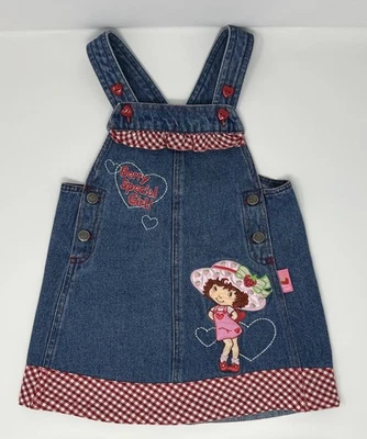 Mono vaquero Strawberry Shortcake vintage años 2000 Y2K vestido delantal 3T Foto 1 de 4