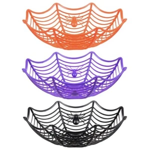 Plastic Halloween Web-Shaped Treat Bowls, 11×3.25 in. Set Of 3 - Picture 1 of 5